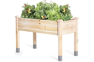 MIXC Wooden Raised Garden Bed with Legs, Elevated Reinforced Large Planter Box for Vegetable Flower Herb Outdoors 48x24x31 in