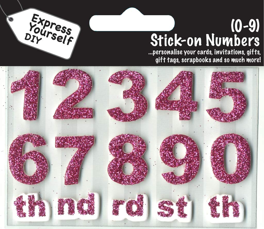 Express Yourself MIP Numbers 0-9 (Pink) Age Topper - Self Adhesive Greeting Card Craft Embellishment Sticker Set for Card Making, Gift Wrapping, Scrapbooking, Paper Crafts and DIY Projects
