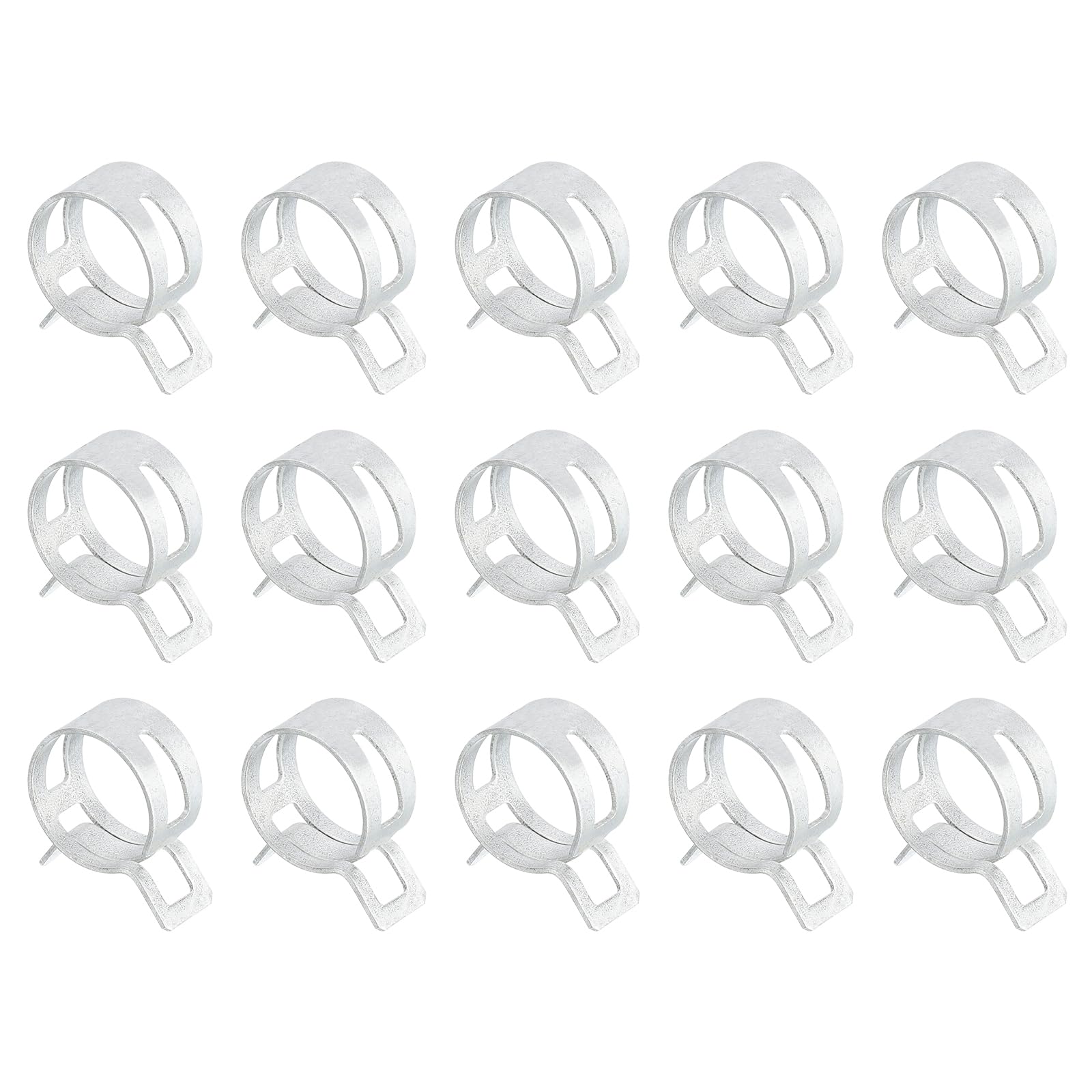 Sourcingmap 15Pcs Spring Band Type Action Fuel/Silicone Vacuum Hose Pipe Clamp, 17mm Low-Pressure Air Spring Hose Clip Clamp for Automotive Oil Pipe Water Pipe, Silver