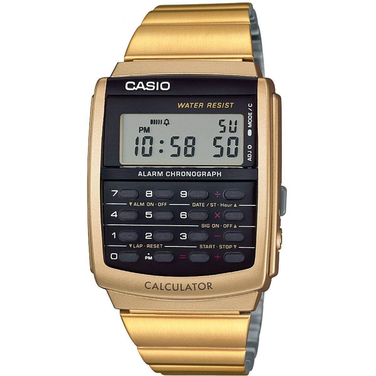 Casio Mens Quartz Watch, digital Display and Stainless Steel Strap CA-506G-9AEF