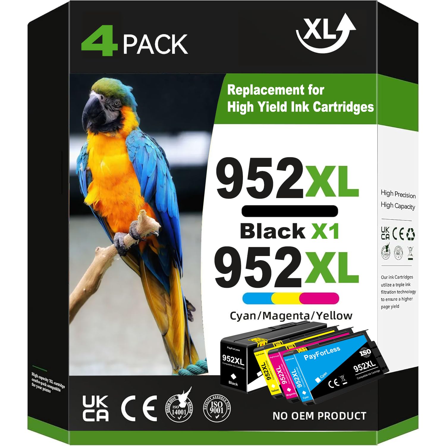Photo 1 of 952XL Ink Cartridges Combo Pack Compatible for HP 952 952XL for 8710 Printer OfficeJet Pro 7720 7740 8210 8216 8702 8710 8715 8720 8725 8728 8730 8745 4 Pack 1 Black 1 Cyan 1 Magenta 1 Yellow