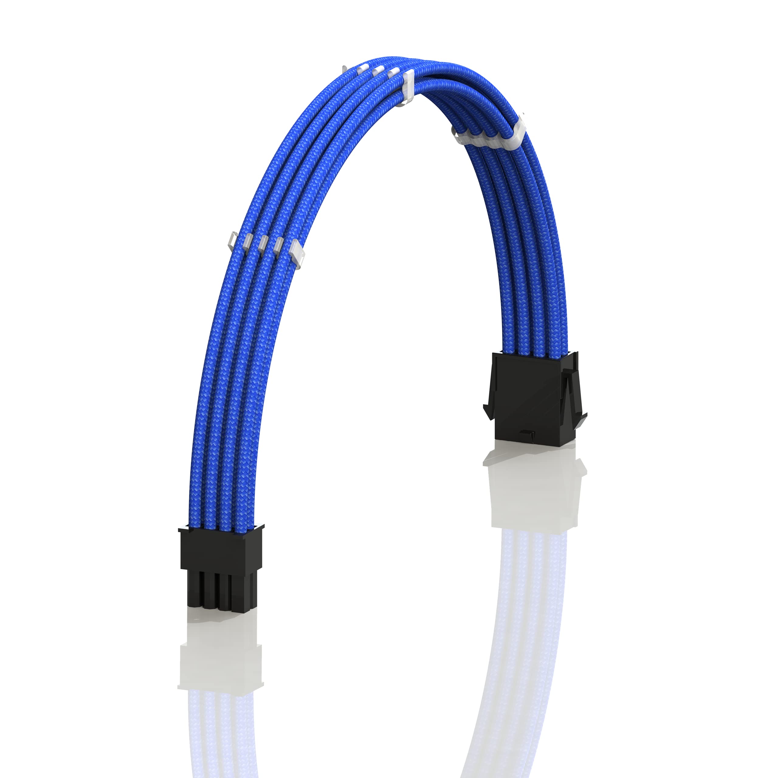 LINKUP - AVA 30cm EPS 8 Pin (4+4) CPU ATX Motherboard PSU Power Supply Braided Sleeved Custom Mod PC Extension Cable w/Combs | Strong & Stiff Design | Single Pack | 300mm - Blue