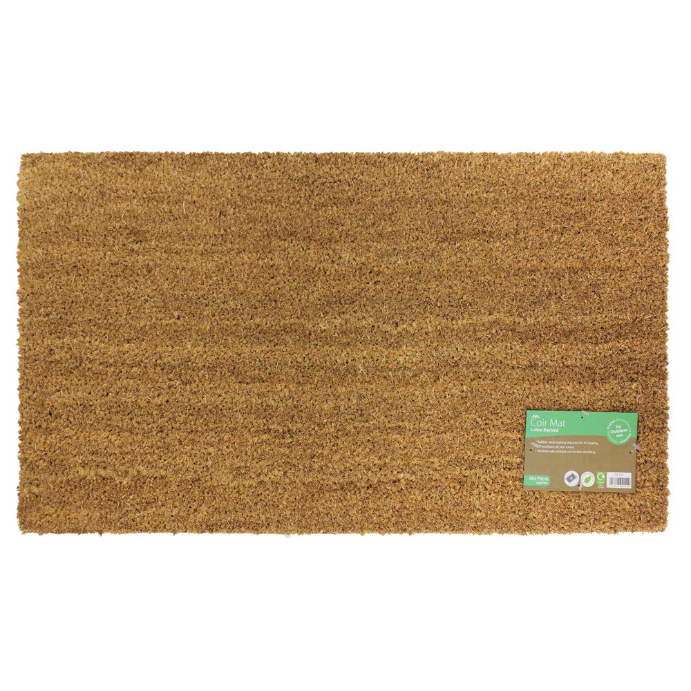JVL Manor Plain Natural Coir Latex Backed Door Mat, Plastic/Vinyl, Random Color, 40 x 70 cm