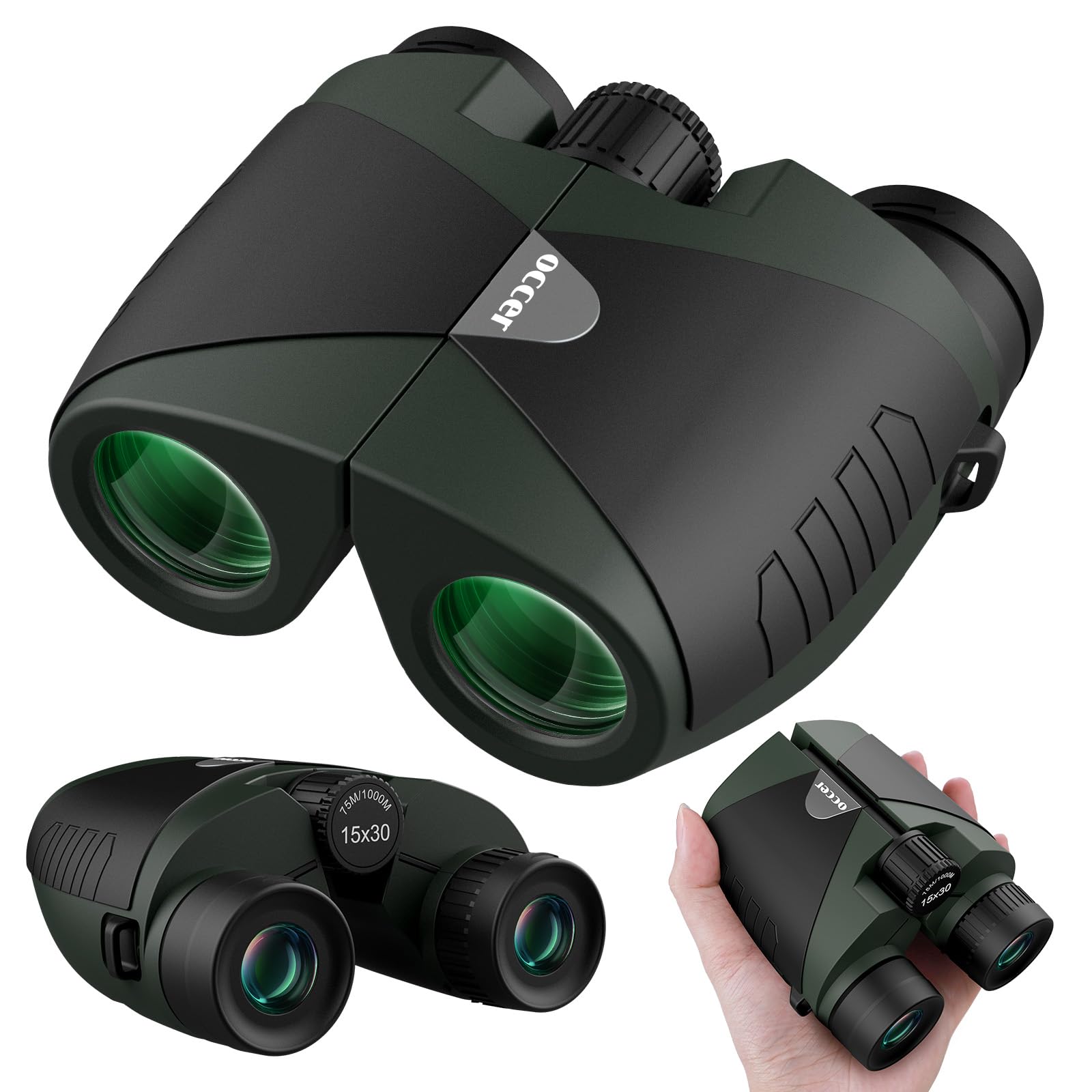 occer 15x30 Compact Binoculars for Adults and Kids - 15x30 High Powered Small Binoculars with Clear Low Light Night Vision - Easy Focus Lightweight Binoculars for Bird Watching Cruises Travel Hiking