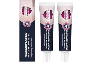 LEIXU 2Pcs Thermoplastic Denture Adhesive, Refits and Tightens Loose Upper and Lower Dentures and Partials, Comfortable, Secure Denture Grip for Up to 4 Days