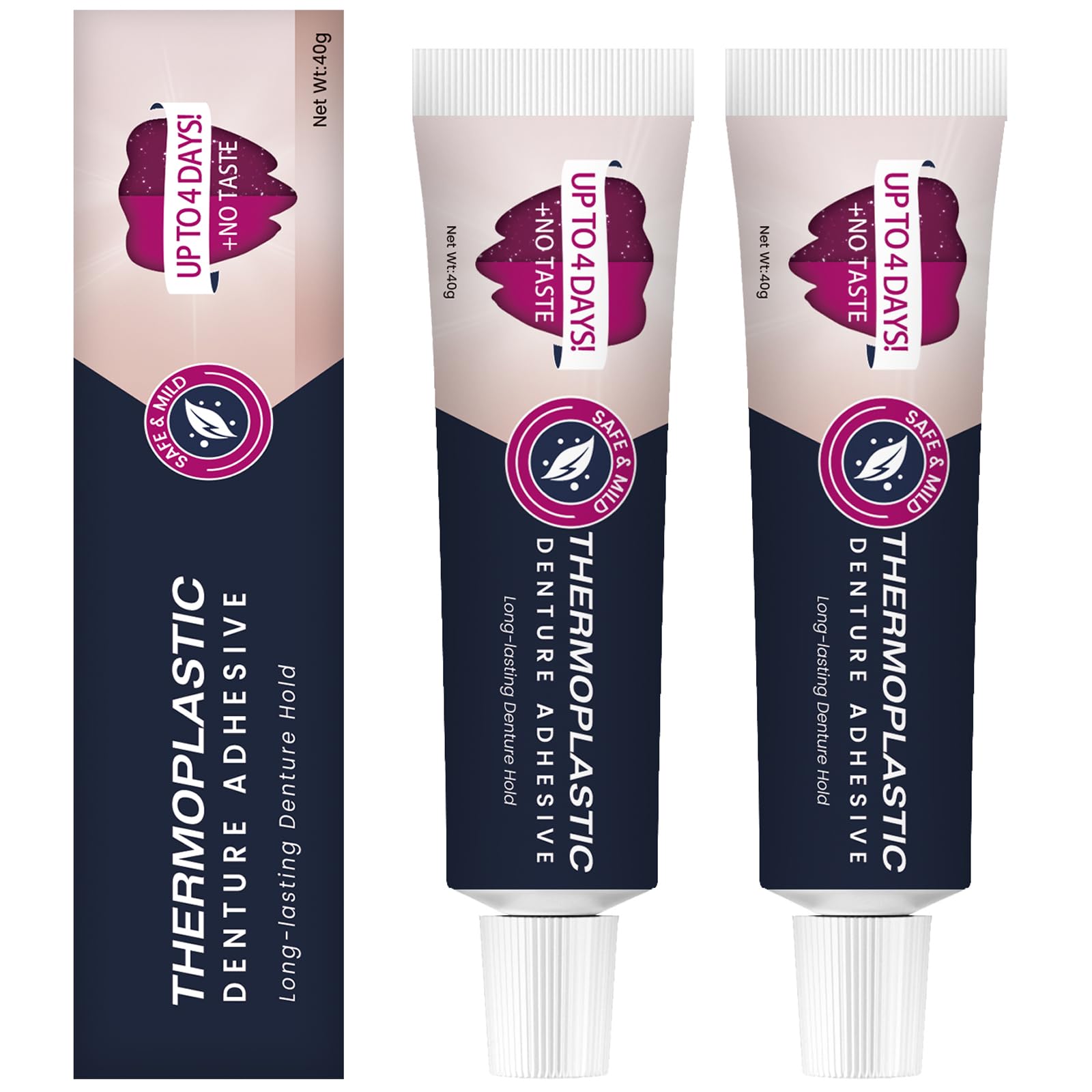 Photo 1 of 2Pcs Thermoplastic Denture Adhesive, Refits and Tightens Loose Upper and Lower Dentures and Partials, Comfortable, Secure Denture Grip for Up to 4 Days