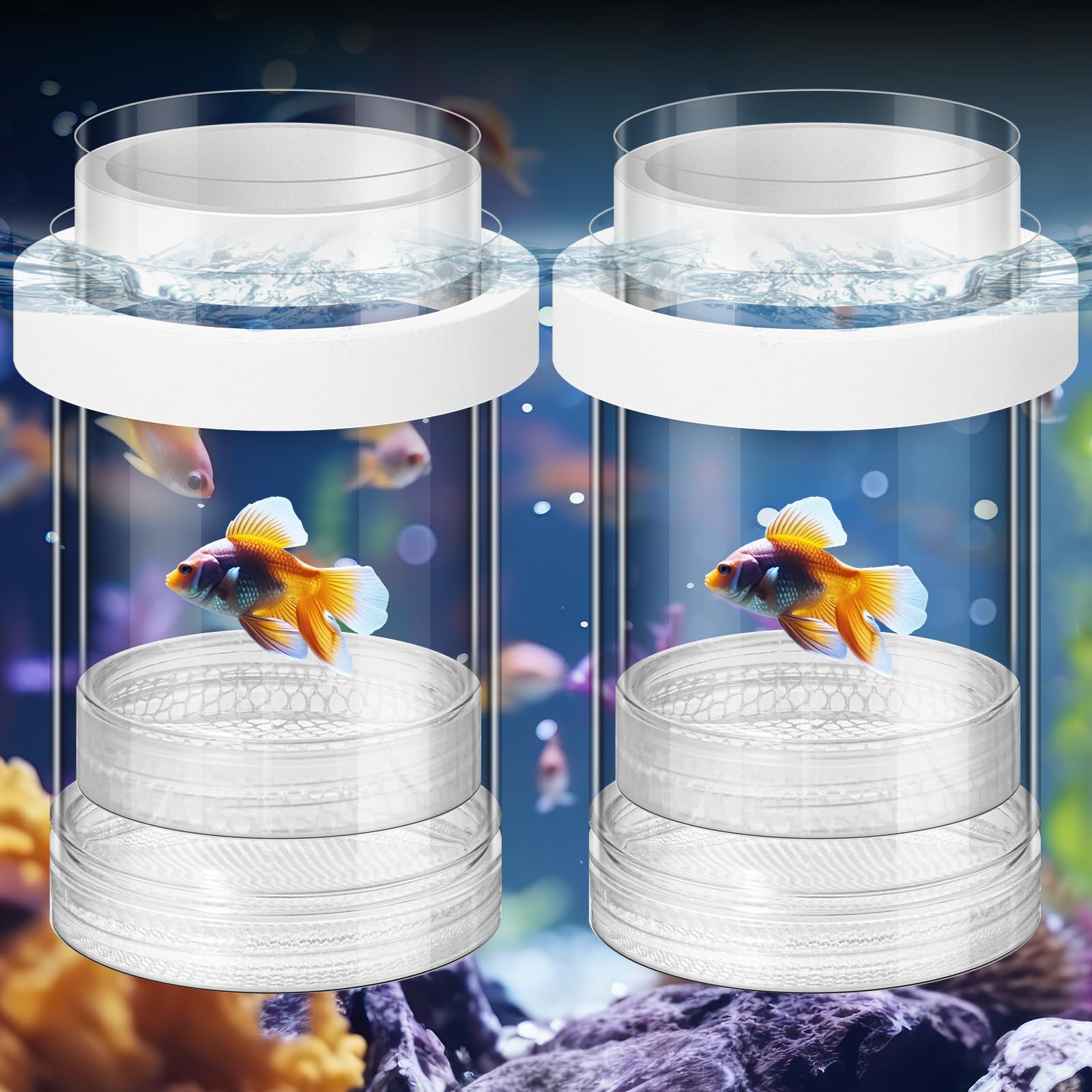 Photo 1 of Beeveer 2 Pcs Breeder Box for Fish Tank Aquarium Breeder Separation Net Breeding Box with Suction Cup for Small Fish Shrimp Clownfish Guppy(White,M)