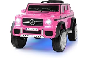FITNESSCLUB JOYLDIAS Ride On Cars, Licensed Mercedes-Benz Maybach G650S, 12V7AH Battery Powered Toy Electric Car for Kids with 2.4GHz Remote Control, 2 Motors, 3 Speeds, Lock, Music, Horn, LED Lights, Pink