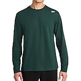 Reebok Apparel Mens Volt Long Sleeve Crewneck T-Shirt, Standard Fit, Lightweight Cotton-Poly Jersey Fabric