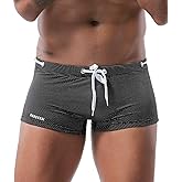 MIZOK Men's Swim Trunk Swimwear Quick Dry Bathing Suit Board Short Sexy Boxer Brief with Drawstring