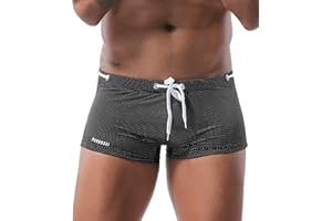 MIZOK Men's Swim Trunk Swimwear Quick Dry Bathing Suit Board Short Sexy Boxer Brief with Drawstring