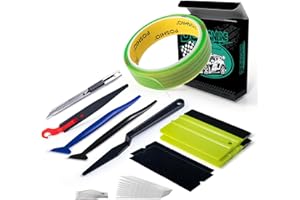 FOSHIO Knife Less Finish Line Vinyl Cutting Tape 50 Meter Roll (164 Ft), Felt Squeegee with Felt Pads, Vinyl Wrap Guard Cutter Utility Knife Extra Blades, Micro Squeegee Tucking Tools Window Tint Kit