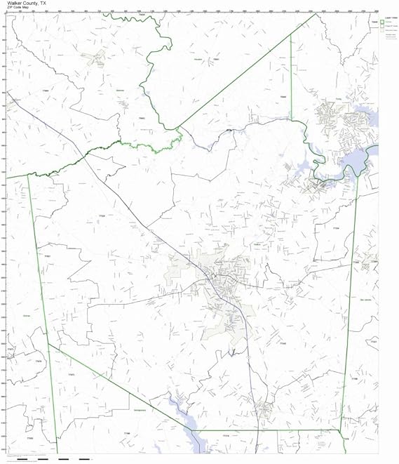 Walker County, Texas TX ZIP Code Map Not Laminated Home