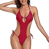 SHERRYLO Thong One Piece Swimsuit G String Monokini Women Bathing Suit for Women Plunging Womens Swimsuits Sexy Bathing Suits