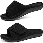 shevalues Orthopedic Slippers for Women with Arch Support Adjustable Open Toe House Shoes for Plantar Fasciitis