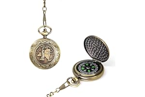 VTEAS Classic Collection Antiqued Finish Compass with Chain | Premium Pocket Compass | Survival Gear Compass for Kids Hiking, Camping, Motoring, Backpacking, Outdoor Activities (Copper)
