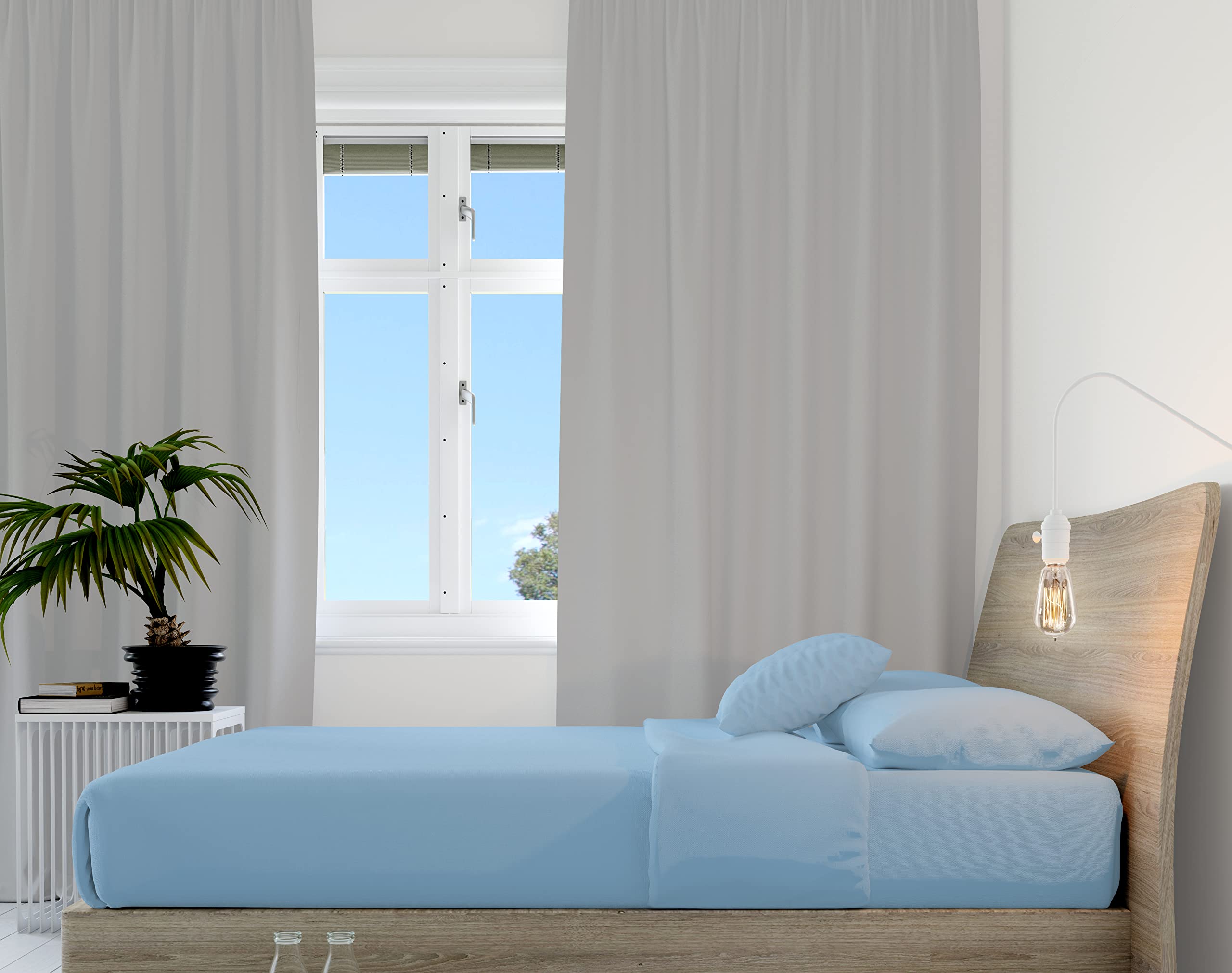 Hometex Microfibre Fitted Sheet - Single, Light Blue — image 1