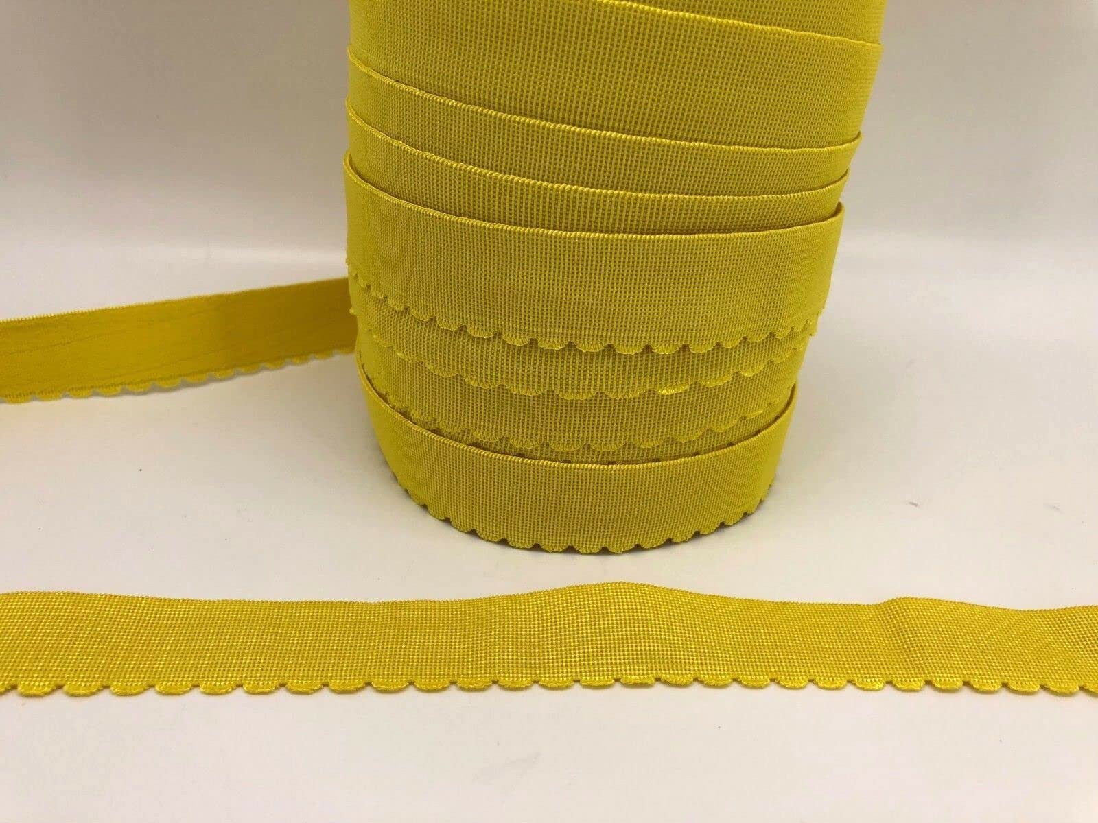 5 metres 25mm Wide Colour Elastic with Edging. Available in 10 Colours (Yellow)