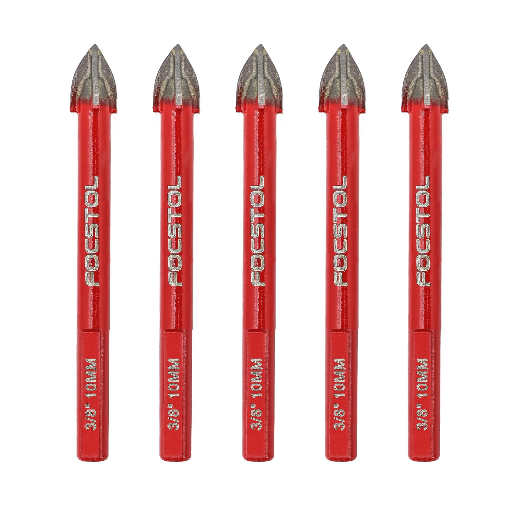 FOCSTOL Masonry Drill Bits Set - 5pcs 10mm Carbide Drill Bits Set with Triangle Shank for Wood Plastic Foam Tiles Softer Materials