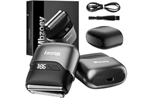 Mbzoey Mini Electric Razor for Men: Foil Shavers for Men - IPX7 Waterproof Cordless Razor with LED Display & Fast Charge - Micro-Comb Technology & Precision Blades - Slate Gray