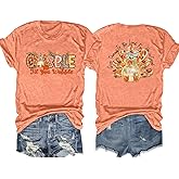 ELDPS Thanksgiving Gobble Shirt Women: Funny Turkey Graphic Tee Shirts Fall T-Shirt Thankful Short Sleeve Tops