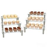 FESTLOVE 6 Pack Tempered Glass Display Stands Set, 13 Inch Rectangular Cake Cupc