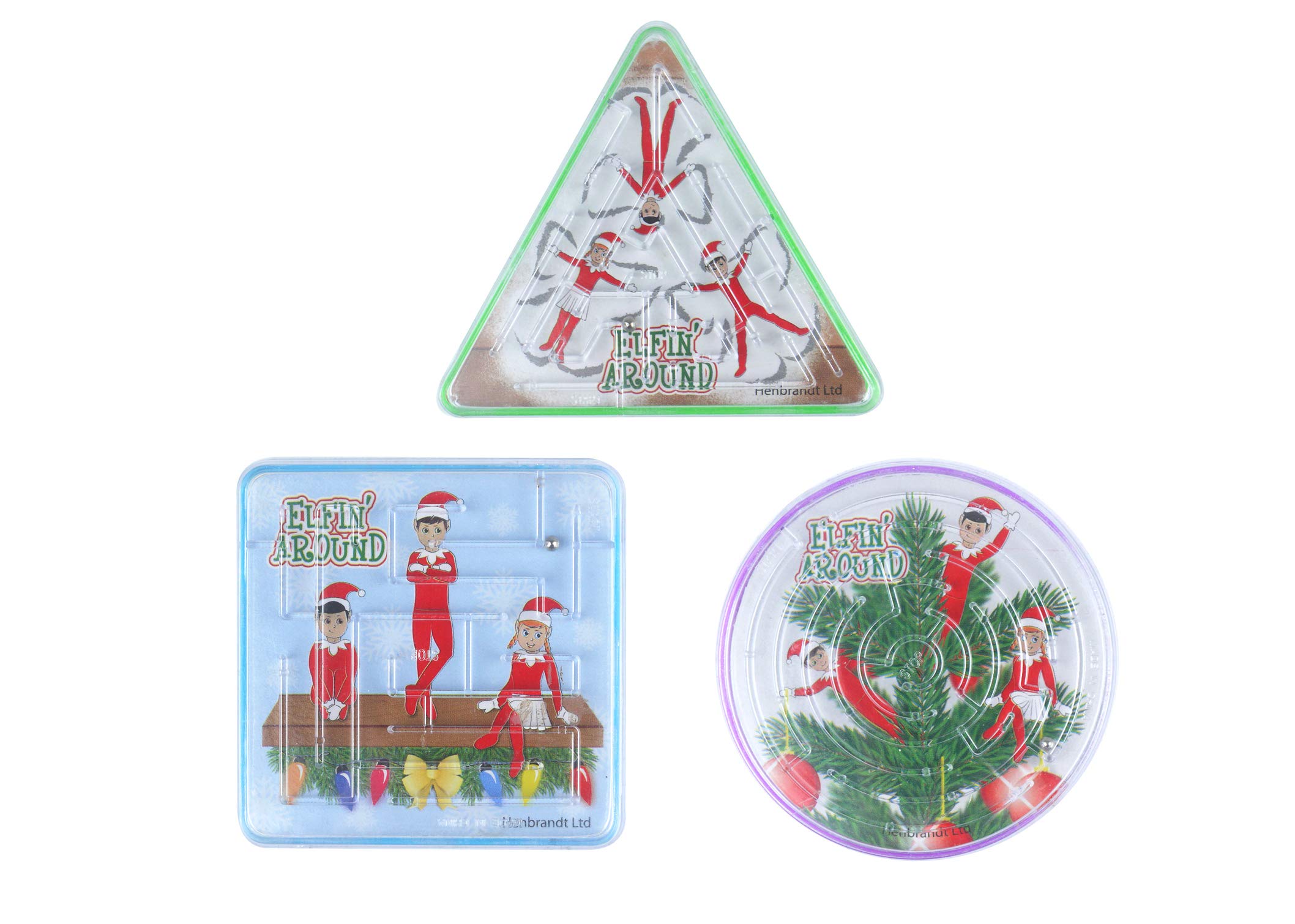 HENBRANDT 6 x Mini Elfin Around Christmas Xmas Maze Puzzle Boys Girls Toys Party Favour Stocking Filler