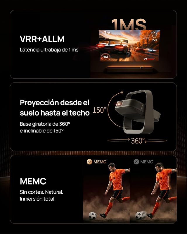Elfin Flip 4K Proyector Portátil, RGB Láser Triple, Exterior y Jardín