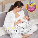 Momcozy Nursing Pillow Ergonomic Breastfeeding Support Ink Wash Leaves view 7