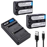 ANCBD 2 Pack NP-FM50 Battery with Charger for Sony NP-FM30 NP-FM51 NP-QM50 | NP-QM51 NP-FM55H NP-FM70, NP-FM71, NP-QM70, NP-QM71, NP-QM71D, NP-FM90, NP-FM91, NP-QM90, NP-QM91, NP-QM91D Camera