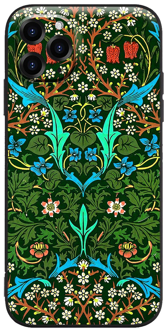 Berkin Arts Compatible with iPhone 11 Pro Max Case Silicone Cover with Screen Protector Decorative Art Nouveau Pattern (Blackthorn by William Morris) — image 1