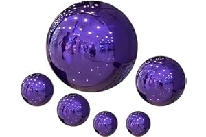 GENERIC Hielymse-Fantasy Purple Stainless Steel Gazing Balls, Glitter Decorative Balls, Hollow Floating Floating Pond Balls for DIY Art, Home and Garden Decor Viewing Balls 50-150mm (6 Piece Mix)