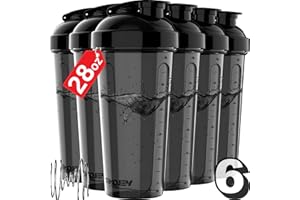 VELOMIX -6 Pack- 28 oz Protein Shaker Bottles for Protein Mixes - 6x Wire Whisk | Leak Proof Shaker Cups for Protein Shakes | Protein Shaker Bottle Pack | Shakers for Protein Shakes