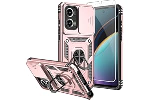 SKMY SMKY for Moto G Stylus 5G 2024 Case,with Screen Protectors and Camera Cover,16ft.Drop Tested Cover with Magnetic Kickstand Protective Case for Moto G Stylus 5G 2024, Rose Gold