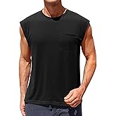 Runcati Mens Sleeveless Tank Tops Workout Cut Off Muscle Shirts Gym Casual Beach Summer Tee with Pocket