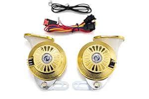 FARBIN Car Horn 12V Super Loud Train Horn for Motorcycle with Variable 3 Sound Modes, with Wiring Kit, for Car Truck Motorcycle Pickup Boat (Gold)