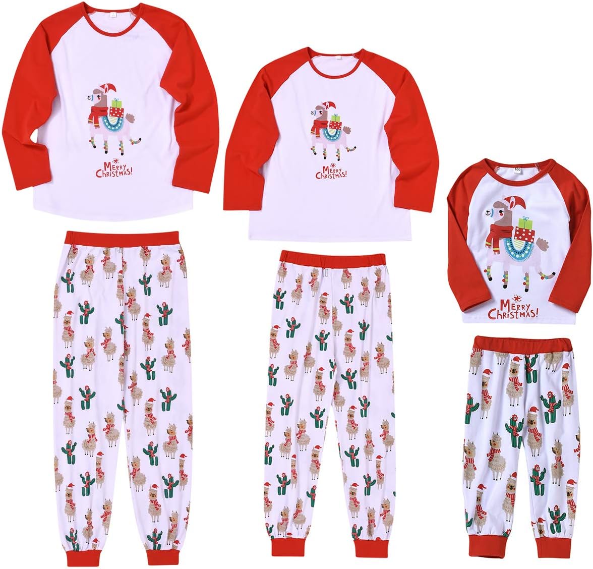 Matching Families Clothes Homewear Family Christmas Pyjama Alpaca Print Shirt Pants
