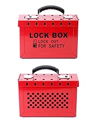 QWORK Lockout Tagout Group Lock Box - 4 Pack Steel