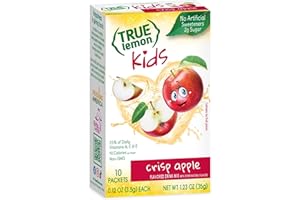 TRUE LEMON KIDS Crisp Apple (10 Packets) - Hydration, No Preservatives, No Artificial Flavors, No Sweeteners - Low Sugar Water Flavoring - Juice Powdered Drink Mix for Kids