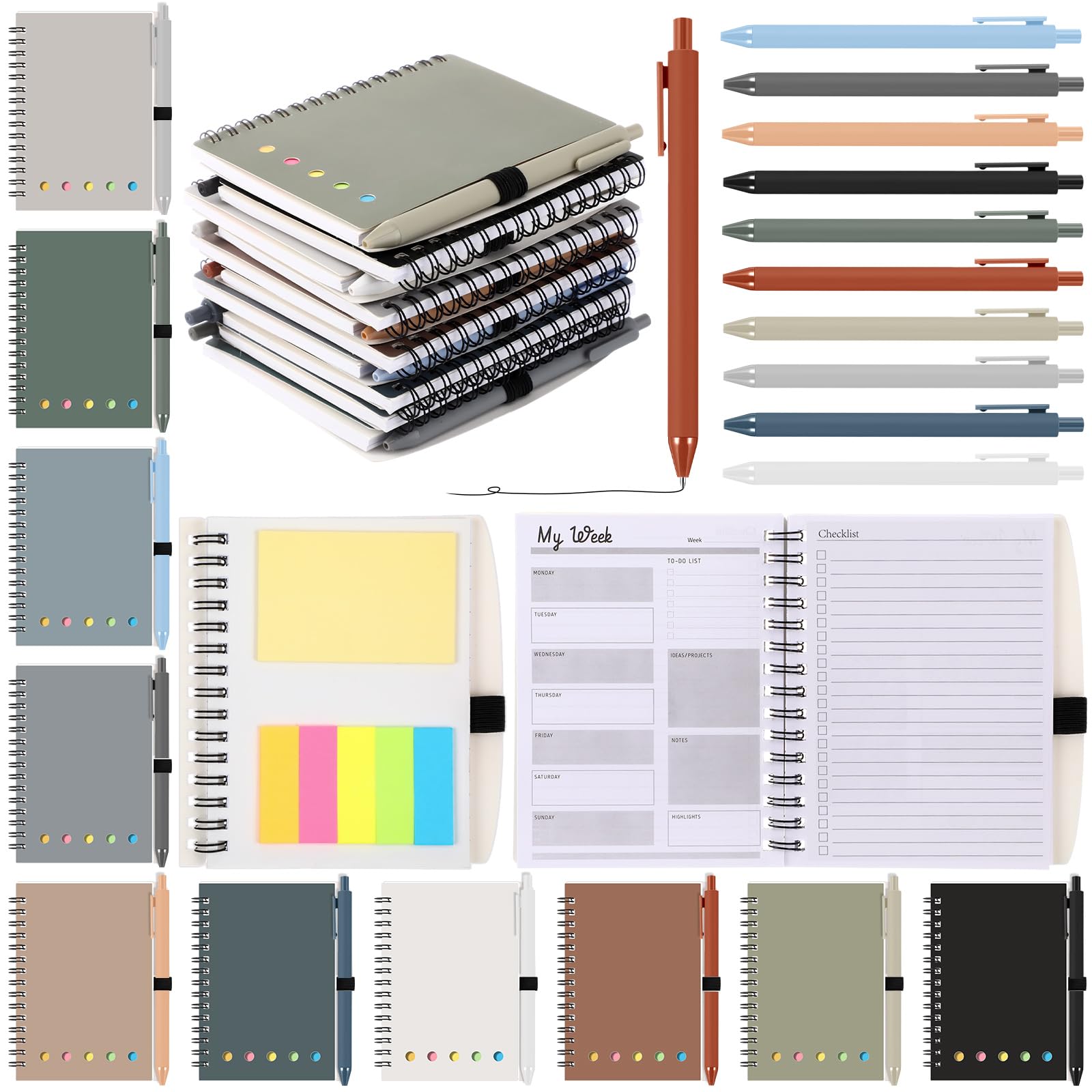 Photo 1 of Resurhang 20 Set Employee Appreciation Gift School Weekly to Do List Spiral Planner Notebook with Sticky Note Ballpoint Pen Thank You Gift for Student Teacher Must Haves Office(Classic Color)
