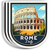 (3 Pcs 3X3) Rome Italy Stickers - Rome Travel Sticker - Italy Travel Gift - Rome Souvenir - Decals for Luggage - Suitcase - Scrapbook - Laptop - Water Bottle
