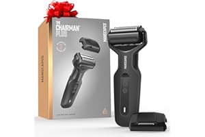 MANSCAPED® The Chairman™ Plus Men’s Electric Foil Face Shaver - Two Interchangeable Blade Heads, SkinSafe® Three-Blade Foil & Precision Sideburn & Jawline Trimmer, USB-C Charging, Gentle on Neck Area