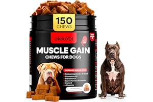 11-in-1 Muscle Gain Chews - Weight Gain Dog Supplements with Multivitamin & Amino Acids - Premium Muscle Builder for Bully & 