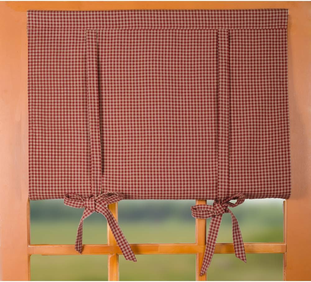 Home Collections by Raghu Barn Red-Oat Newbury Gingham Roll Tie Valance