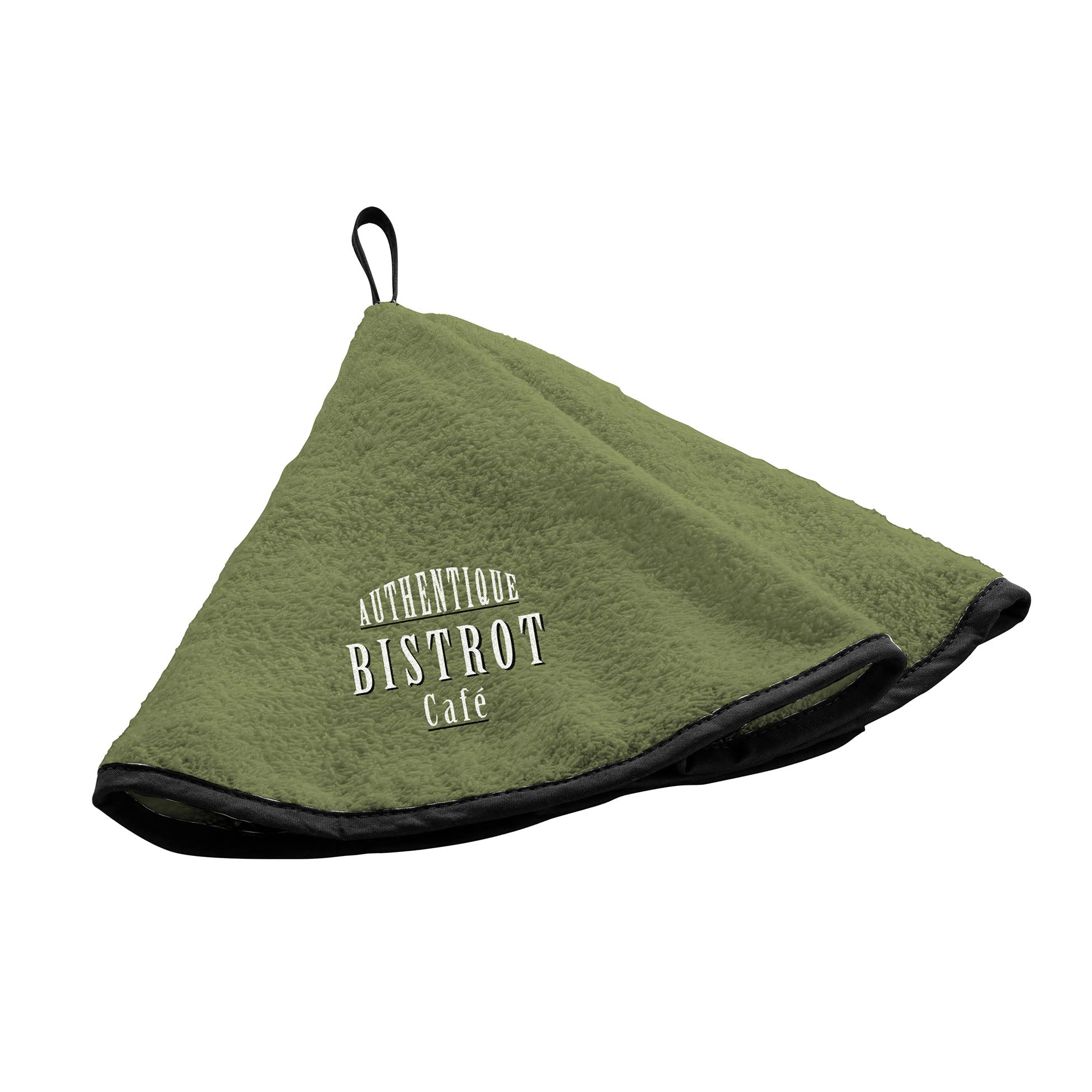 Douceur d'Intérieur, Genuine Khaki Round Hand Towel Diameter 60 cm Embroidered Sponge