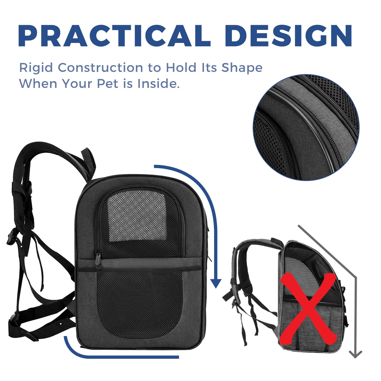 Apollo Walker Dog & Cat Carrier Backpack for 4-15lb Pets - Ventilated Safe Design with Padded Back Support, Breathable Mesh Pet Backpack for Hiking, Travel, Outdoor (Black)