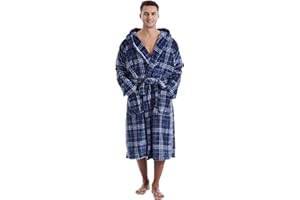 Yoimira Mens Robe with Hood Cozy Fluffy Robe for Men Luxury Hooded Plush Fleece Bathrobe for Winter