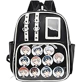 Lifelix Girls Backpack Ita Bag with Pin Display Insert Y2k Bag for Anime Cosplay (Black)
