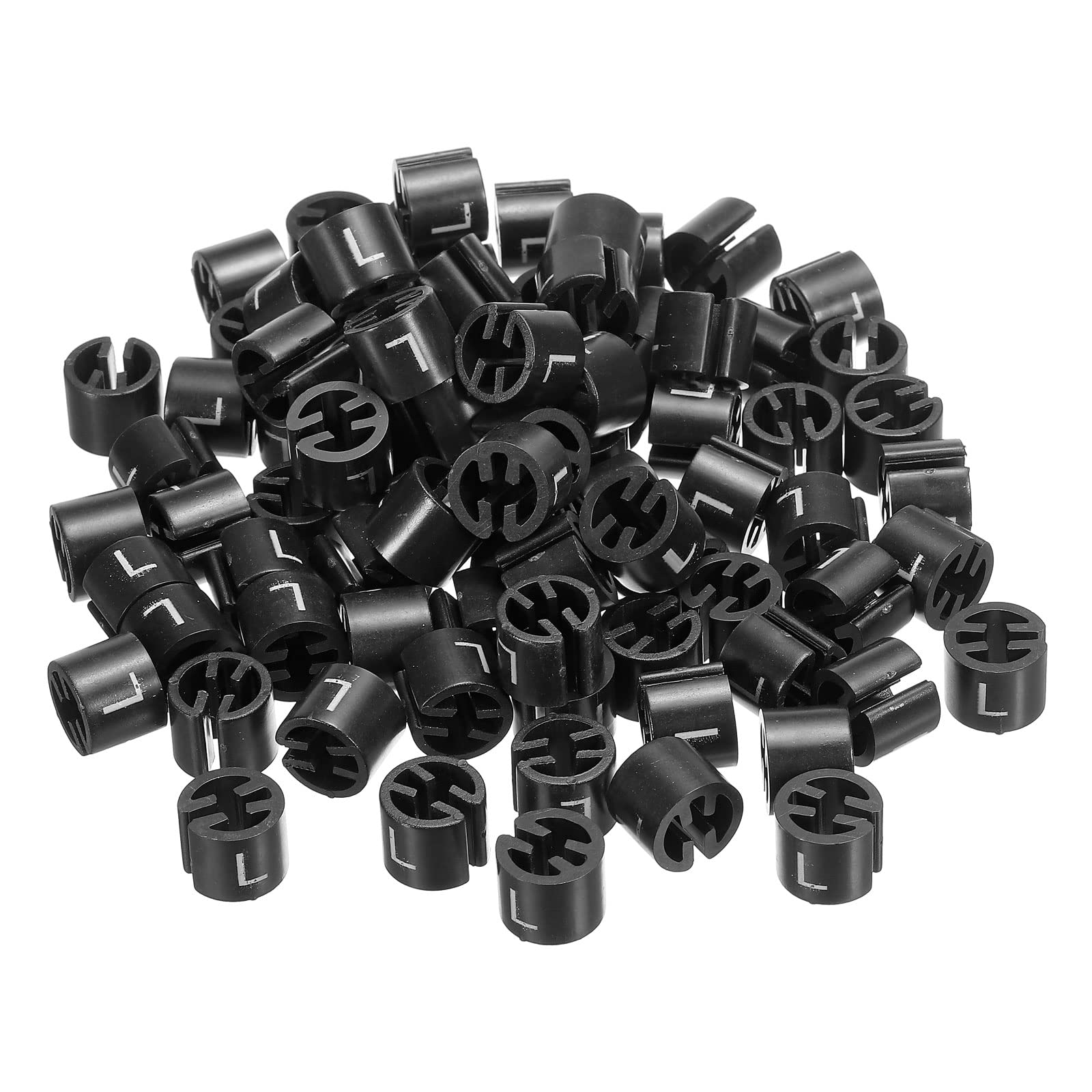 PATIKIL Clothes Hanger Marker L Size Fit Hanger Rod for Garment Color Coding Black, Pack of 100