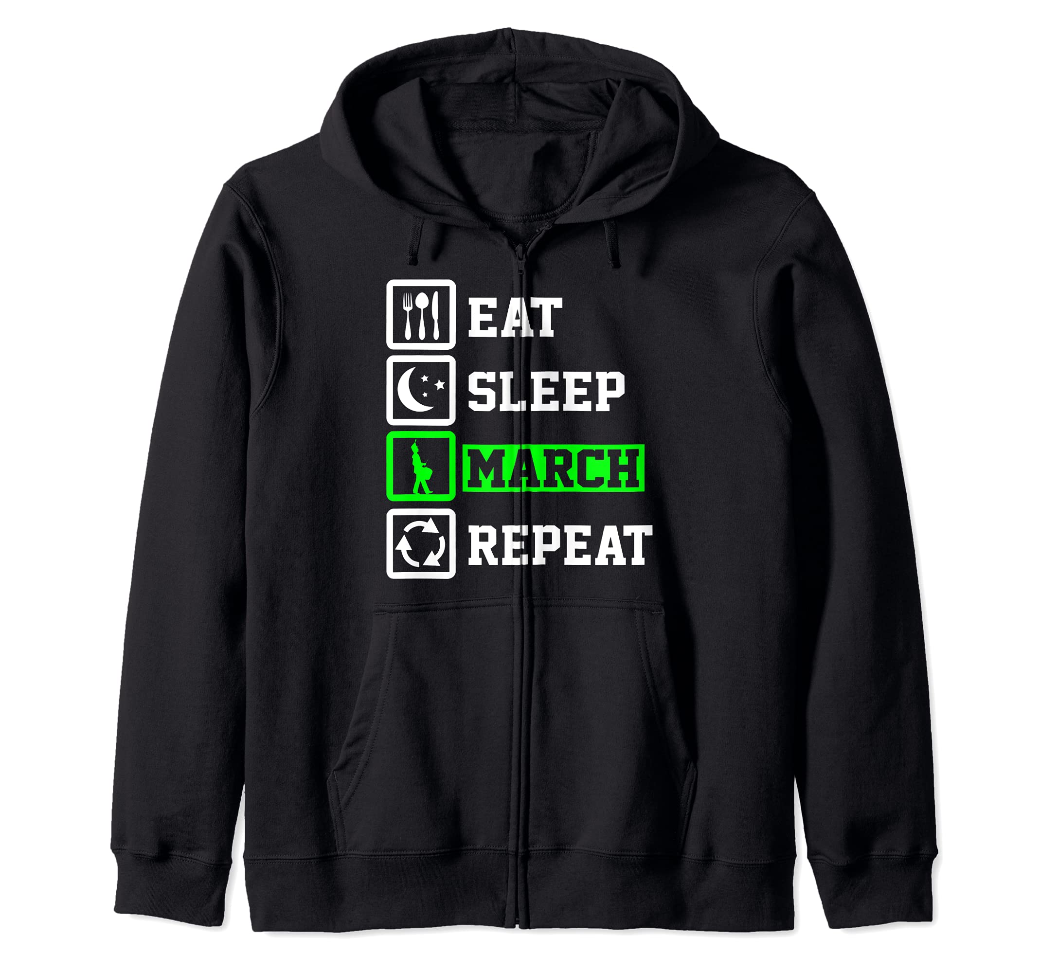 Eat Sleep Snare Drum Repeat Funny Snare Drum Zip Hoodie